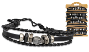 ΒΡΑΧΙΟΛΙ ΔΕΡΜΑΤΙΝΗ SKULL BRACELET, 16210
