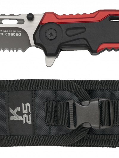 Σουγιάς K25 folding knife. Sheath. Red/black