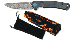 ΣΟΥΓΙΑΣ TOKISU Damascus penknife. CNC.Blue fiber, 18886, 6.80cm