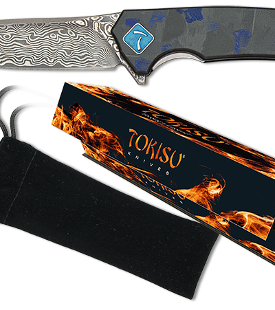 ΣΟΥΓΙΑΣ TOKISU Damascus penknife. CNC.Blue fiber, 18886, 6.80cm