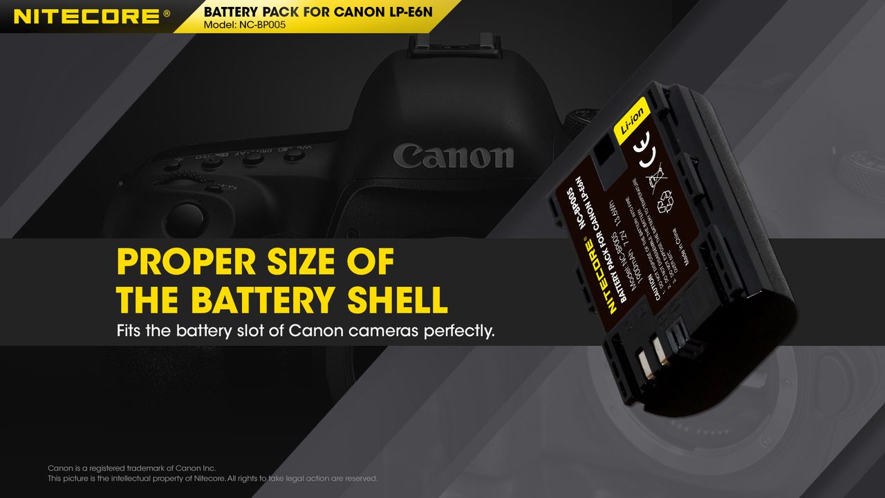 ΜΠΑΤΑΡΙΑ NITECORE for Canon LP-E6N, 7.2V, 1900mAh, 13.6Wh – πρόσθετη εικόνα 4