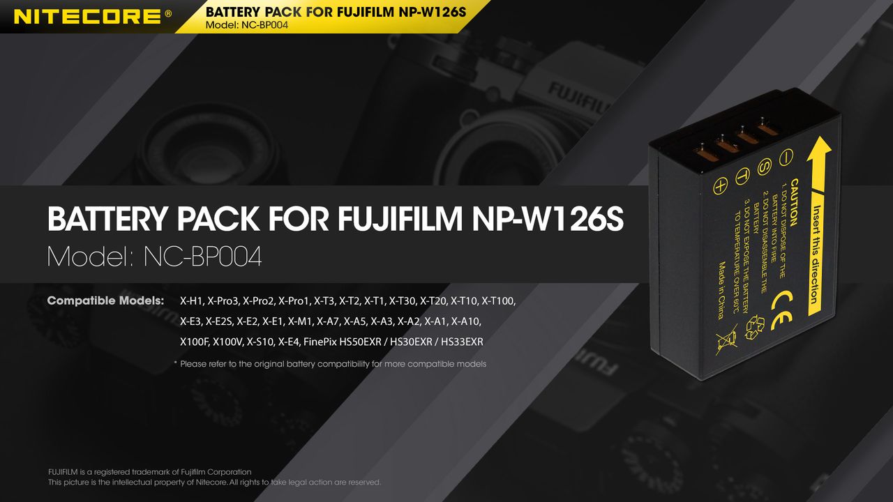 ΜΠΑΤΑΡΙΑ NITECORE for Fujifilm NP-W126S, 7.2V, 1140mAh, 8.4Wh – πρόσθετη εικόνα 1