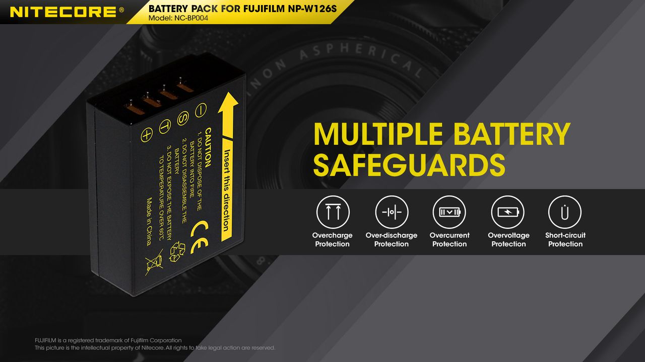 ΜΠΑΤΑΡΙΑ NITECORE for Fujifilm NP-W126S, 7.2V, 1140mAh, 8.4Wh – πρόσθετη εικόνα 3