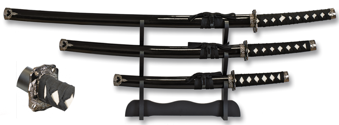 ΣΠΑΘΙΑ TOLE10 Set black katanas, Total size: 46/71/95 cm, 32599