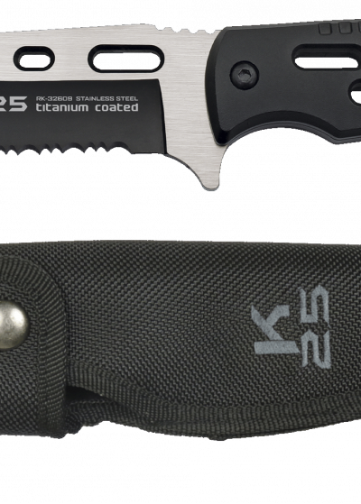 ΜΑΧΑΙΡΙ K25, Black knife/ Mixed blade with saw, 32608