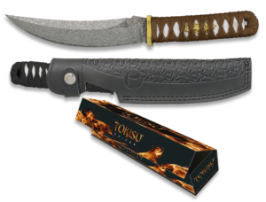 ΜΑΧΑΙΡΙ TOKISU Damask knife 15.30cm CNC. Leather sheath, 32624