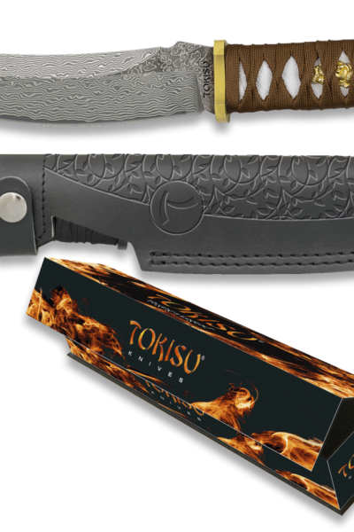 ΜΑΧΑΙΡΙ TOKISU Damask knife 15.30cm CNC. Leather sheath, 32624