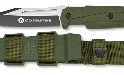 ΜΑΧΑΙΡΙ K25 tactical knife. Green rubber grip bl.11.5cm, 32758