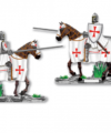 ΦΙΓΟΥΡΑ TOLE10 Brown horse. White Templar Knight. Spear 8cm