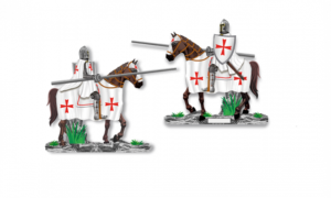 ΦΙΓΟΥΡΑ TOLE10 Brown horse. White Templar Knight. Spear 8cm