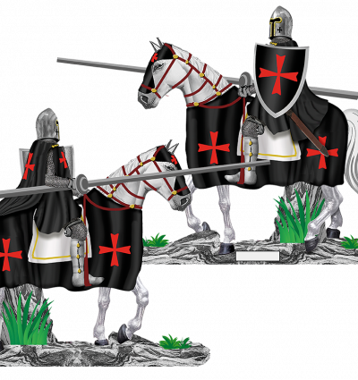 ΦΙΓΟΥΡΑ TOLE10 White horse. Black Templar with spear. 8cm, 39546