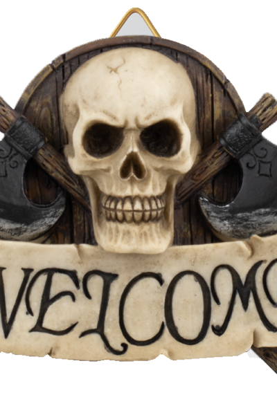ΦΙΓΟΥΡΑ TOLE10 Resin decoration. "Welcome". Skull-Axes 17,50x10