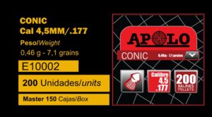 Pellets APOLO CONIC 4,5mm / 200 – πρόσθετη εικόνα 1
