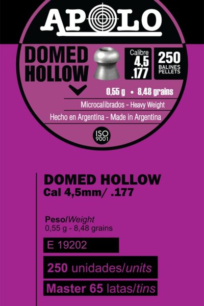Pellets APOLO DOMED HOLLOW 4,5mm / 250 – πρόσθετη εικόνα 1