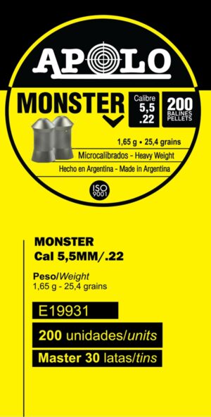 Pellets APOLO MONSTER 5,5mm / 200 – πρόσθετη εικόνα 1