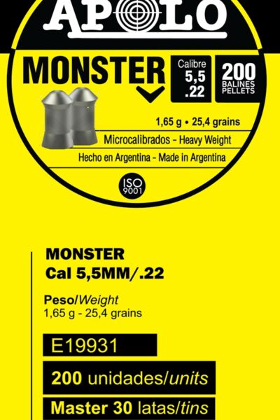 Pellets APOLO MONSTER 5,5mm / 200 – πρόσθετη εικόνα 1