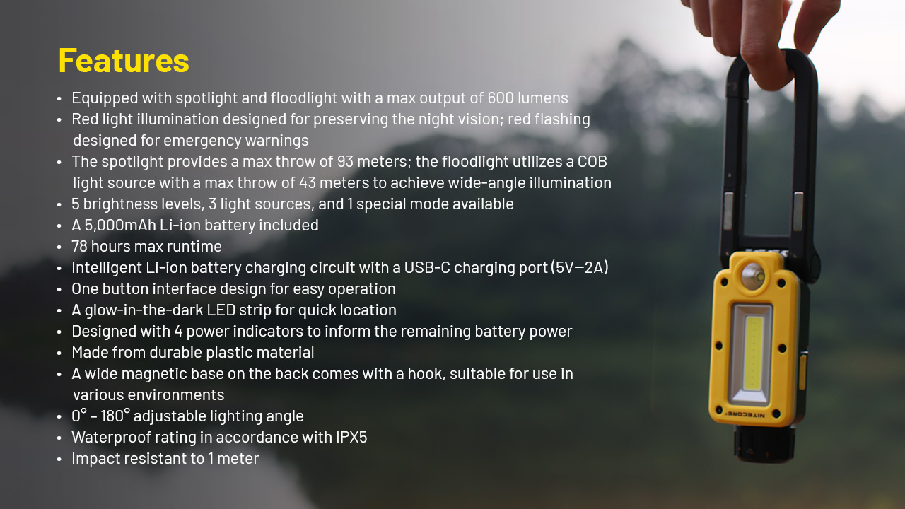ΦΑΚΟΣ LED NITECORE Multifunctional Triple Output Work Light – πρόσθετη εικόνα 15