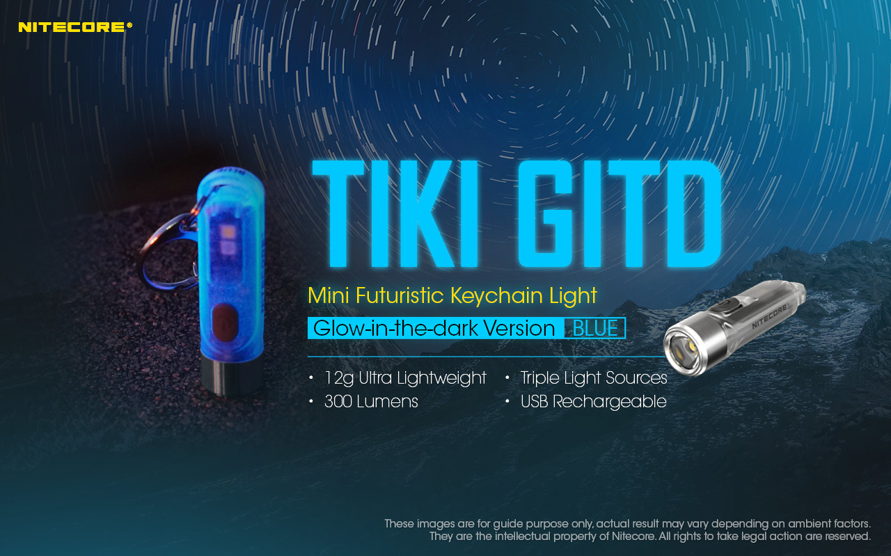 ΦΑΚΟΣ LED NITECORE TIKI GITD Blue, Glow-In-The-Dark, USB-C, 300 – πρόσθετη εικόνα 1