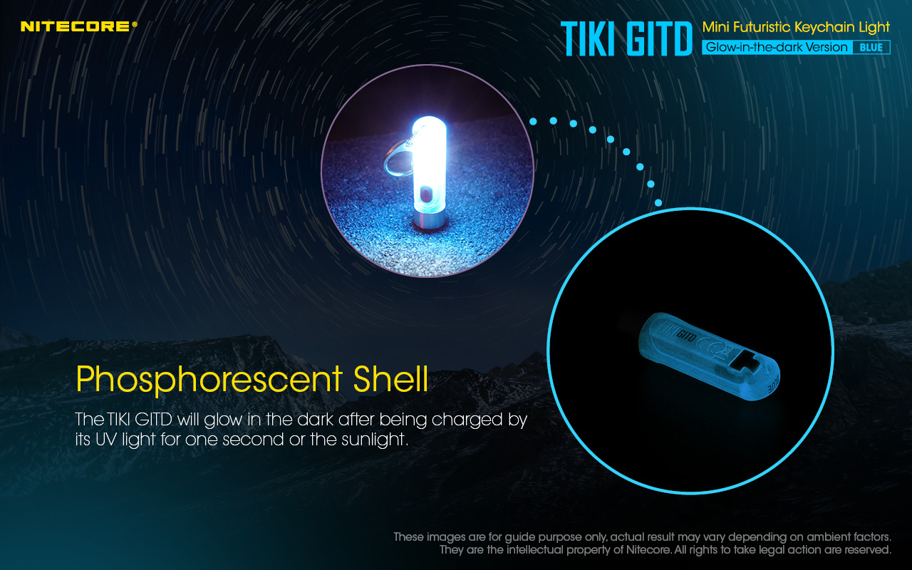 ΦΑΚΟΣ LED NITECORE TIKI GITD Blue, Glow-In-The-Dark, USB-C, 300 – πρόσθετη εικόνα 2