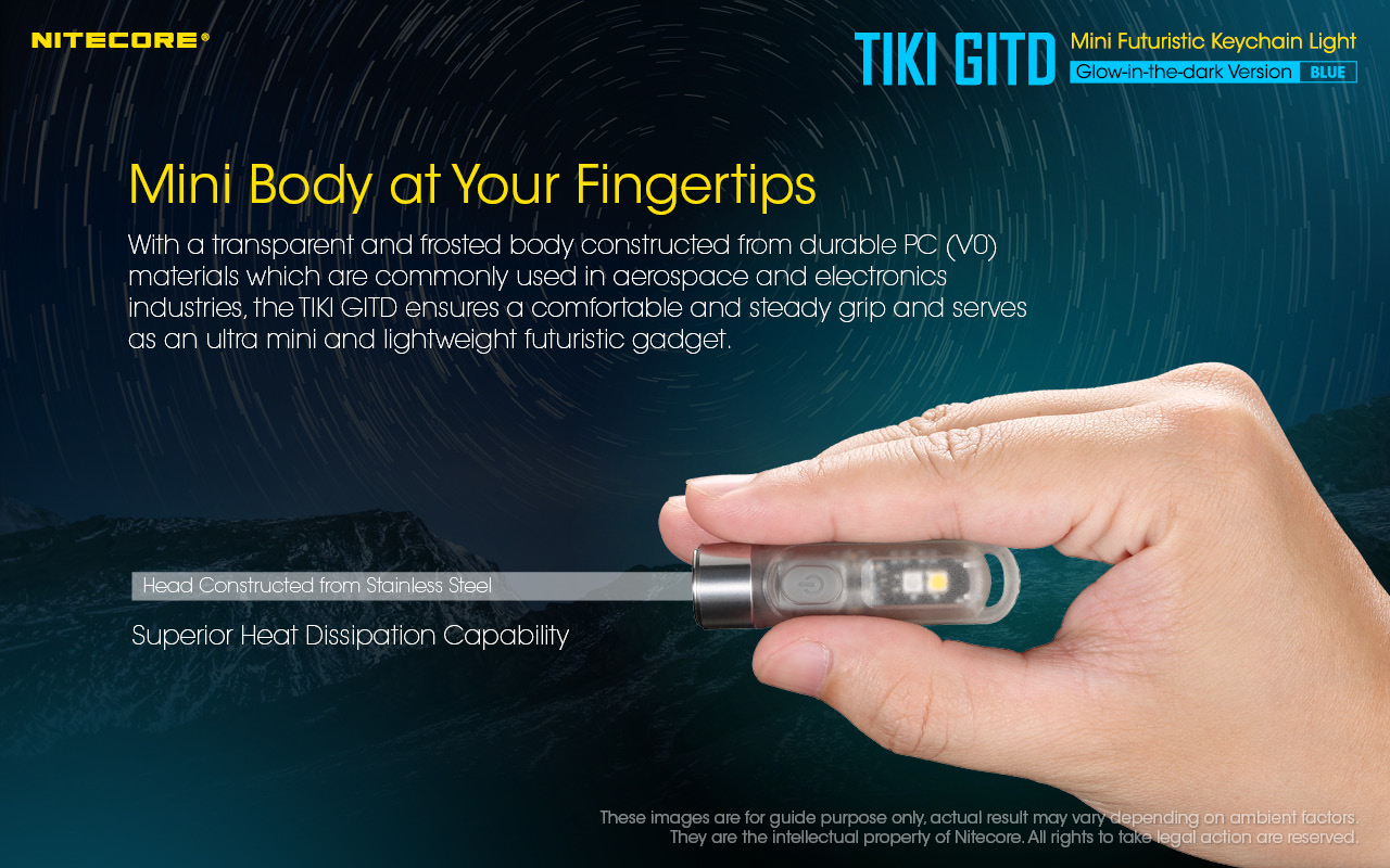 ΦΑΚΟΣ LED NITECORE TIKI GITD Blue, Glow-In-The-Dark, USB-C, 300 – πρόσθετη εικόνα 3