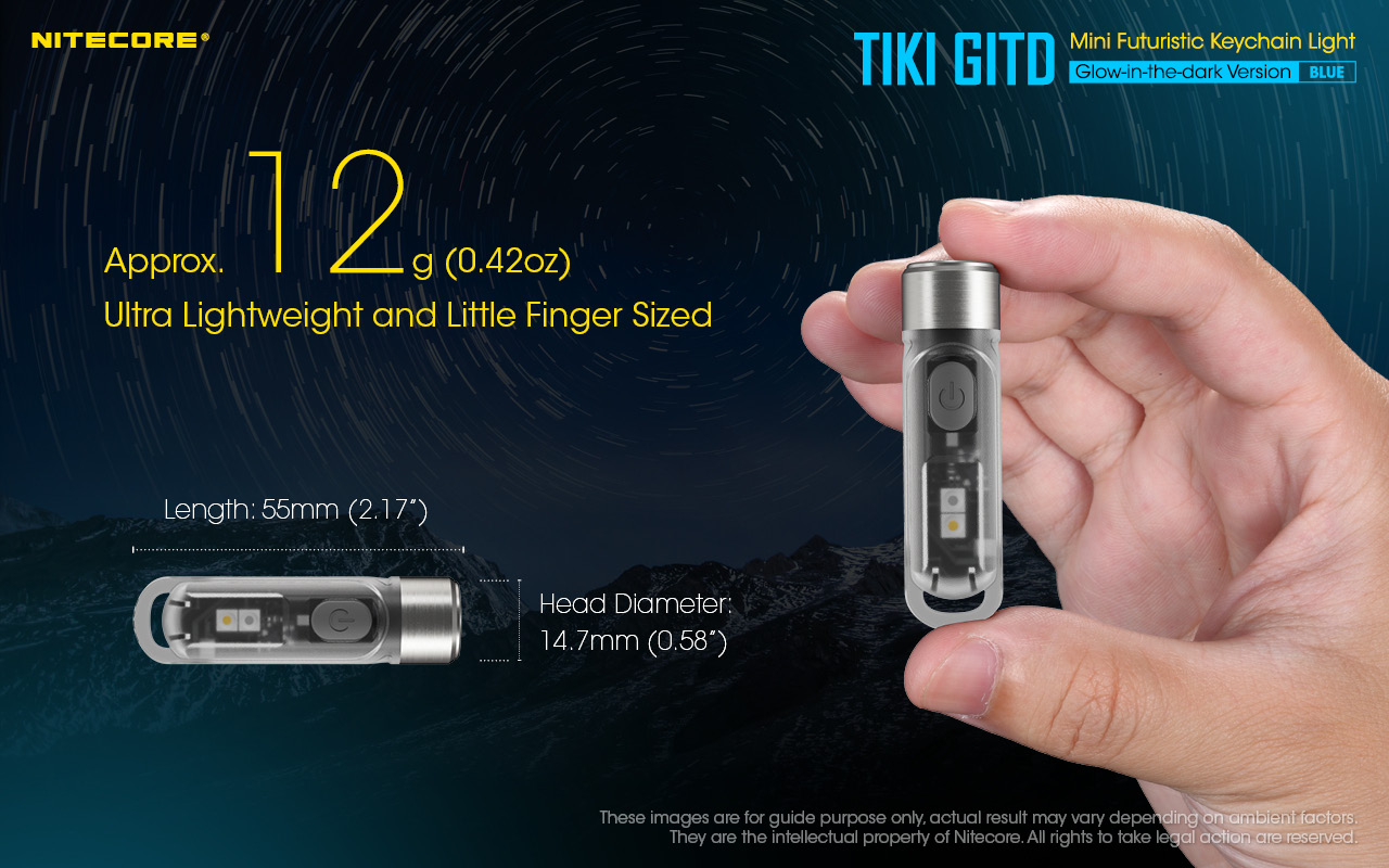 ΦΑΚΟΣ LED NITECORE TIKI GITD Blue, Glow-In-The-Dark, USB-C, 300 – πρόσθετη εικόνα 4