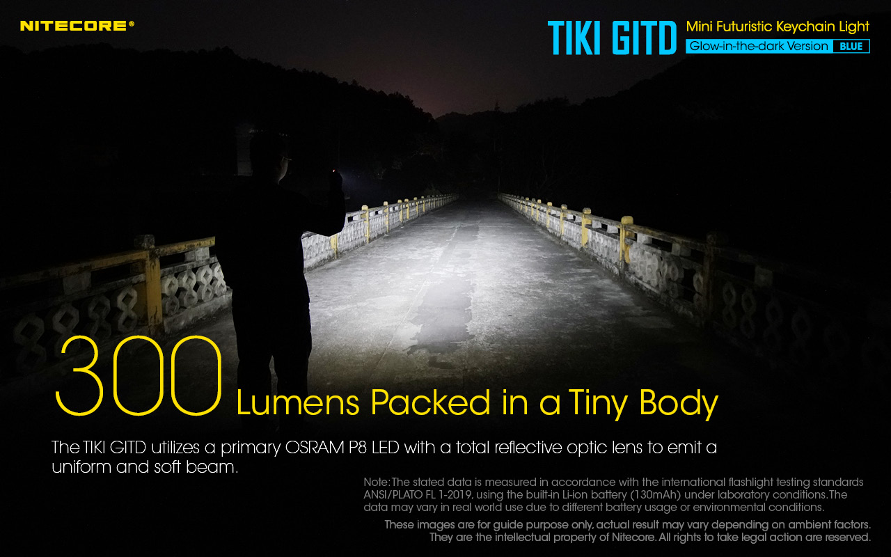 ΦΑΚΟΣ LED NITECORE TIKI GITD Blue, Glow-In-The-Dark, USB-C, 300 – πρόσθετη εικόνα 5