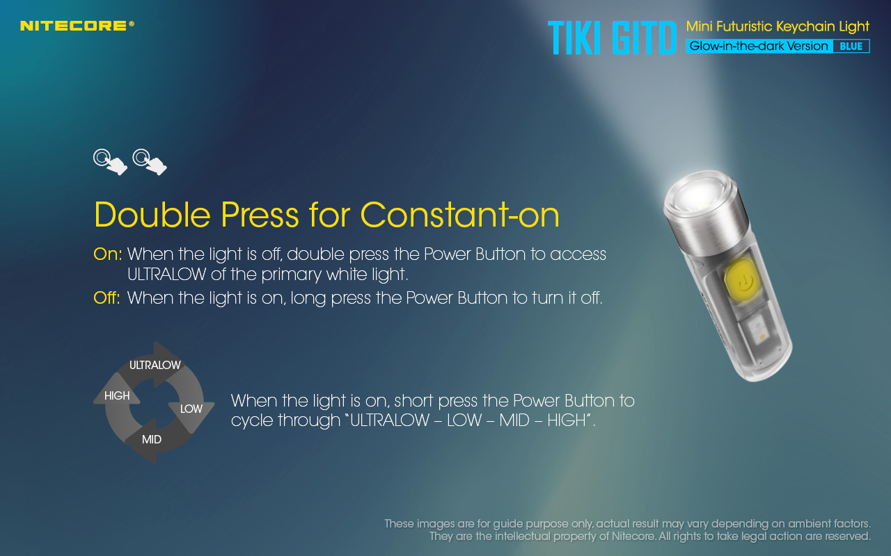 ΦΑΚΟΣ LED NITECORE TIKI GITD Blue, Glow-In-The-Dark, USB-C, 300 – πρόσθετη εικόνα 11