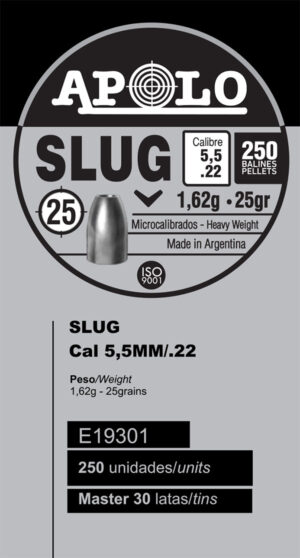 Pellets APOLO SLUG 5,5mm / 25 / 250 – πρόσθετη εικόνα 1