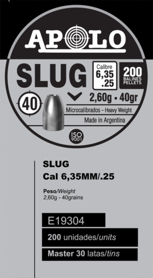 Pellets APOLO SLUG 6,35mm / 40 / 200 – πρόσθετη εικόνα 1