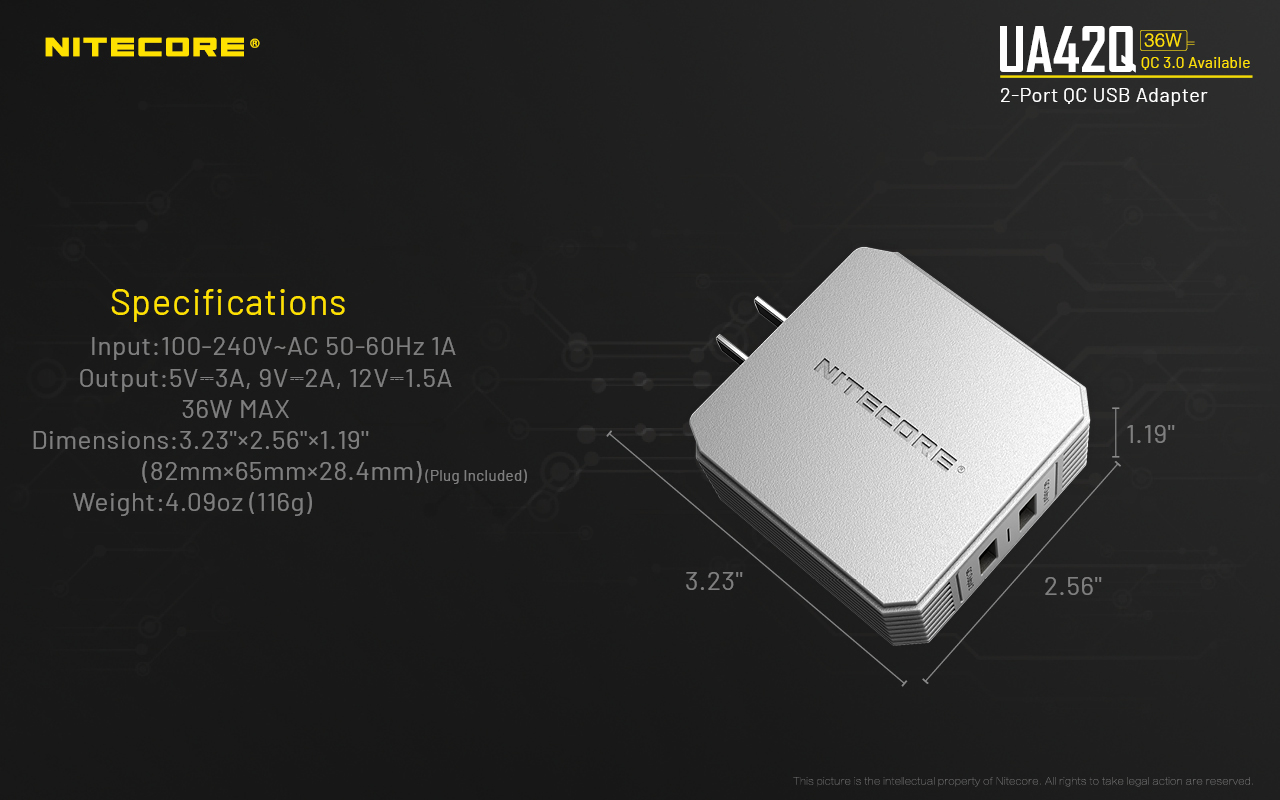 ΤΡΟΦΟΔΟΤΙΚΟ USB, NITECORE UA42Q Quick charge 3.0 – πρόσθετη εικόνα 10