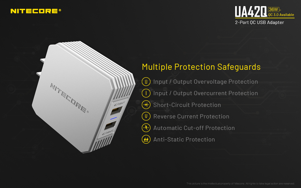 ΤΡΟΦΟΔΟΤΙΚΟ USB, NITECORE UA42Q Quick charge 3.0 – πρόσθετη εικόνα 7