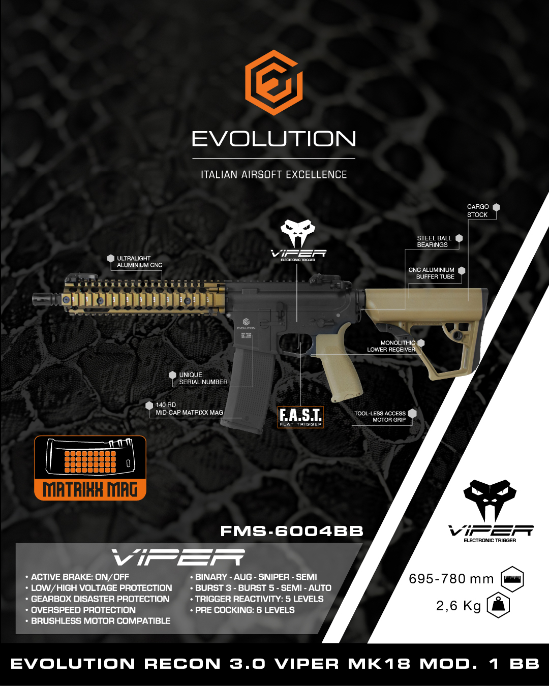 ΟΠΛΟ SOFT Evolution Recon 3.0 Viper MK18 Mod. 1 BB, FMS-6004BB – πρόσθετη εικόνα 14