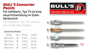 Μύτες μεταλλικές βιδωτές Σετ 3 τεμ. BULL'S Stahlspitzen Aluminium