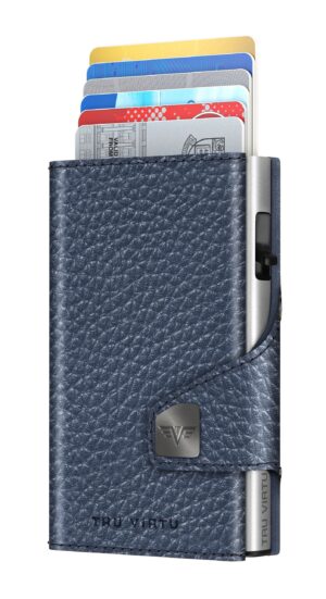 ΠΟΡΤΟΦΟΛΙ TRU VIRTU CLICK & SLIDE PEBBLE NAVY BLUE/ SILVER