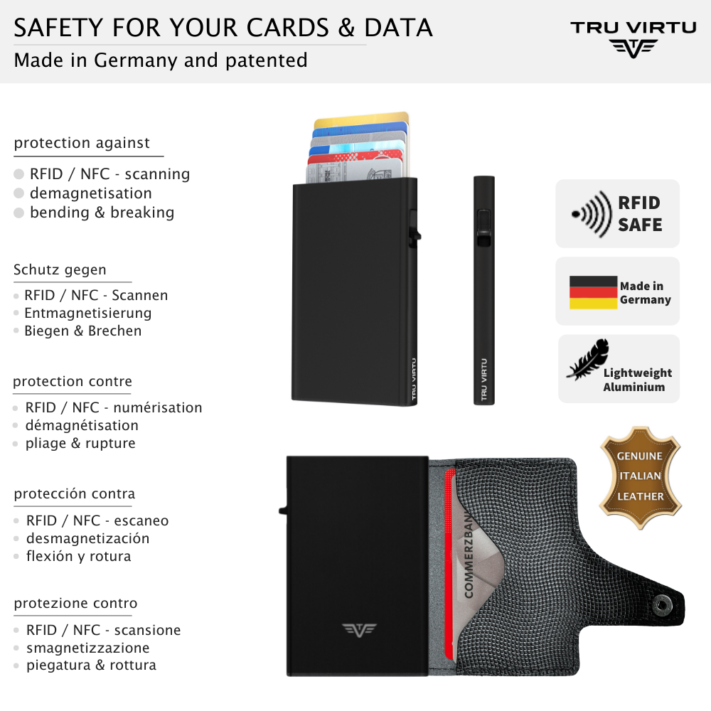 ΠΟΡΤΟΦΟΛΙ TRU VIRTU CLICK & SLIDE LIZZARD BLACK – πρόσθετη εικόνα 3