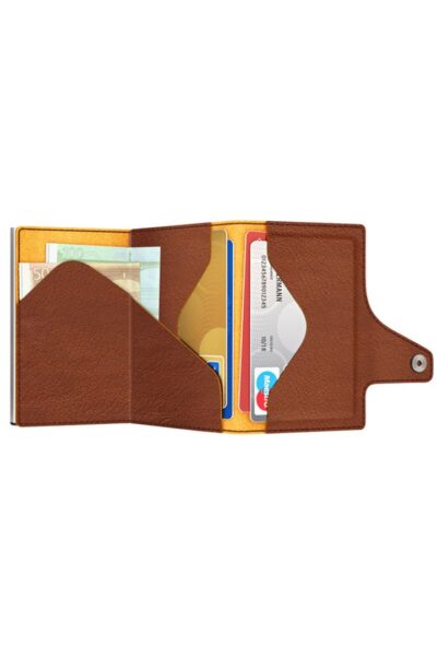 ΠΟΡΤΟΦΟΛΙ TRU VIRTU CLICK & SLIDE NATURAL BROWN - YELLOW/SILVER – πρόσθετη εικόνα 1