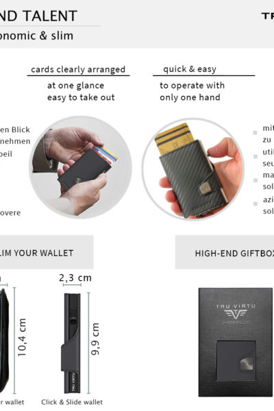 ΠΟΡΤΟΦΟΛΙ TRU VIRTU CLICK & SLIDE VEGAN BIO APPLE BLACK/ BLACK – πρόσθετη εικόνα 1