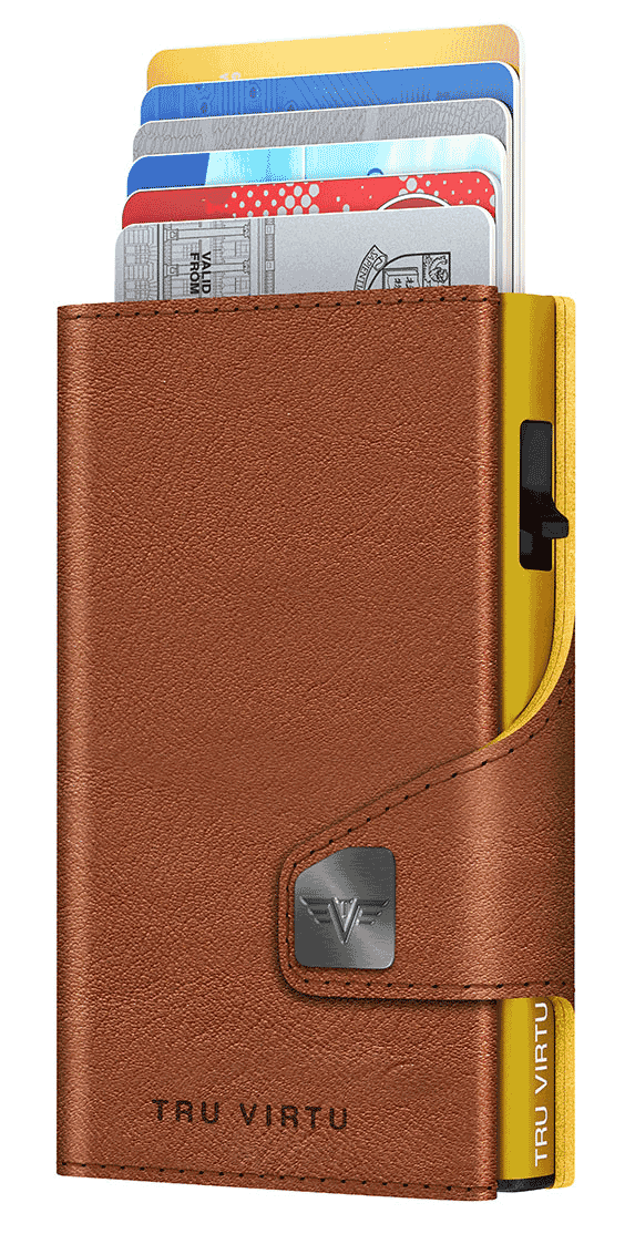 ΠΟΡΤΟΦΟΛΙ TRU VIRTU CLICK & SLIDE CARAMBA BROWN-YELLOW/GOLD