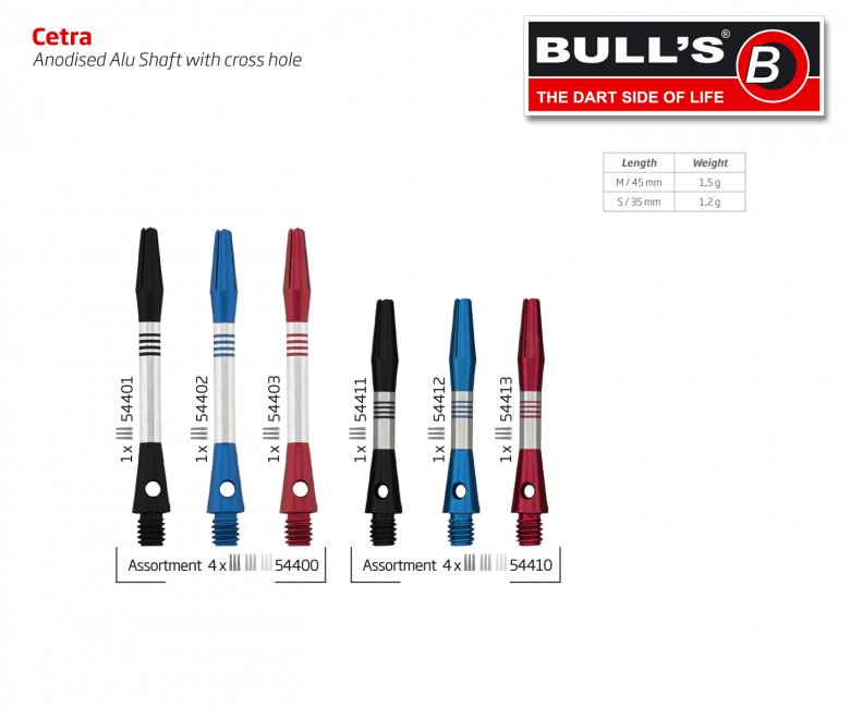 ΚΟΡΜΟΙ DART, BULL's Cetra Aluminium Shaft, Short, Black – πρόσθετη εικόνα 1