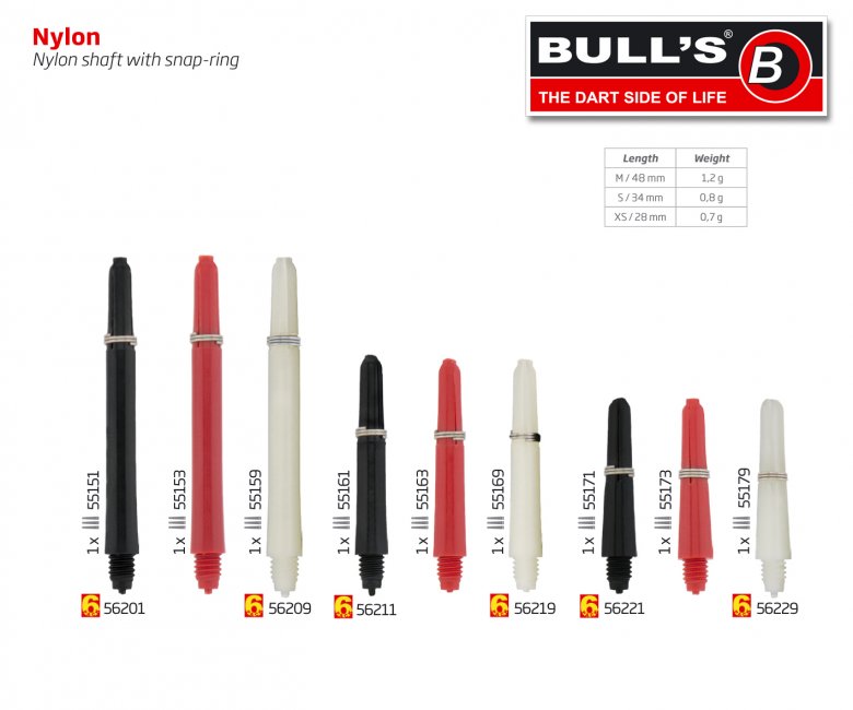 ΚΟΡΜΟΙ DART, BULL's Nylon Shaft, Ring, Medium, Black – πρόσθετη εικόνα 1