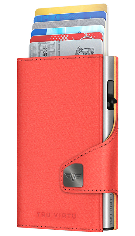 ΠΟΡΤΟΦΟΛΙ TRU VIRTU CLICK & SLIDE VEGAN BIO APPLE CORAL/ SILVER