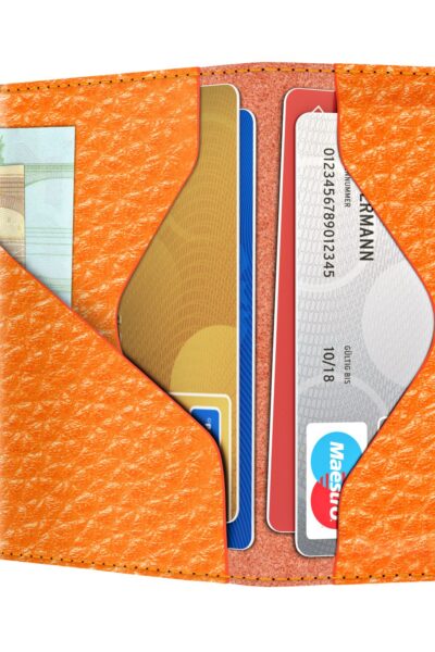 ΠΟΡΤΟΦΟΛΙ TRU VIRTU CLICK & SLIDE PEBBLE ORANGE/ SILVER – πρόσθετη εικόνα 1