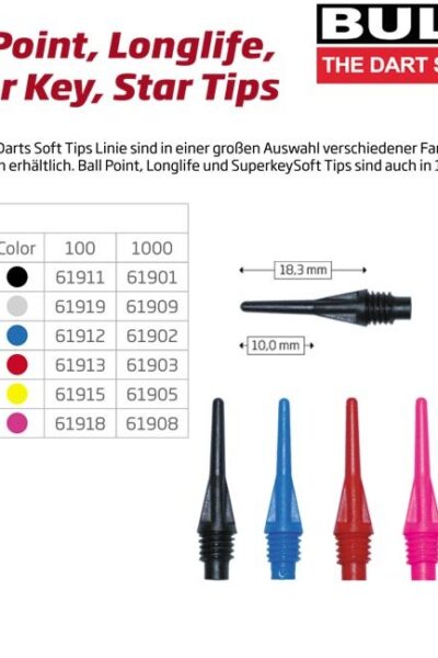 ΜΥΤΕΣ, DART, BULL'S Star Soft Tips Black 6 mm 100 Pack – πρόσθετη εικόνα 1