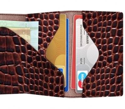 ΠΟΡΤΟΦΟΛΙ TRU VIRTU CLICK & SLIDE SLEEK CROCO BROWN – πρόσθετη εικόνα 1