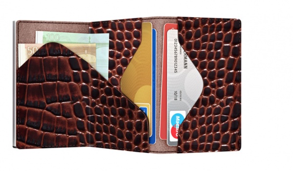 ΠΟΡΤΟΦΟΛΙ TRU VIRTU CLICK & SLIDE SLEEK CROCO BROWN – πρόσθετη εικόνα 1