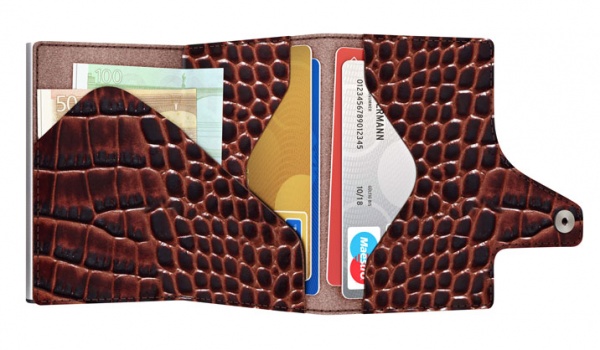 ΠΟΡΤΟΦΟΛΙ TRU VIRTU CLICK & SLIDE COIN POCKET CROCO BROWN – πρόσθετη εικόνα 4
