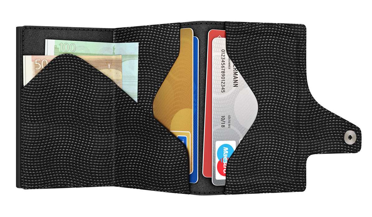 ΠΟΡΤΟΦΟΛΙ TRU VIRTU CLICK & SLIDE LIZZARD BLACK – πρόσθετη εικόνα 1