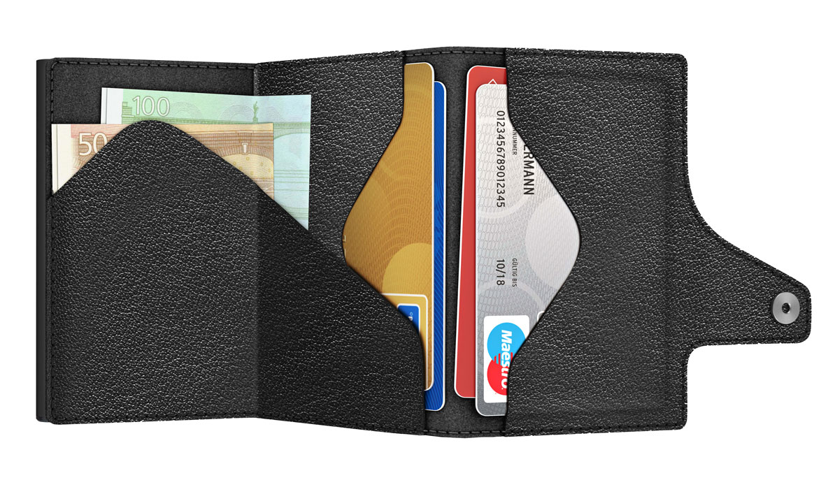 ΠΟΡΤΟΦΟΛΙ TRU VIRTU CLICK & SLIDE NAPPA BLACK – πρόσθετη εικόνα 1