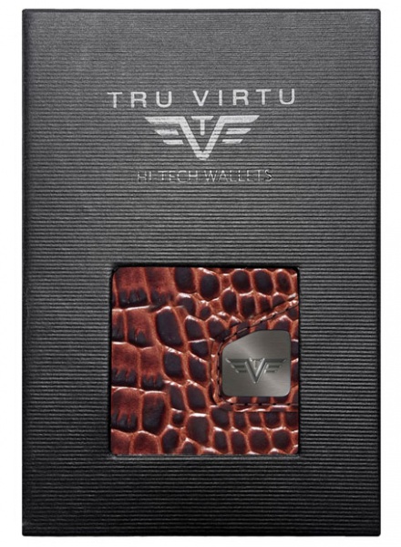 ΠΟΡΤΟΦΟΛΙ TRU VIRTU DOUBLEWALLET CLICK & SLIDE CROCO BROWN – πρόσθετη εικόνα 2