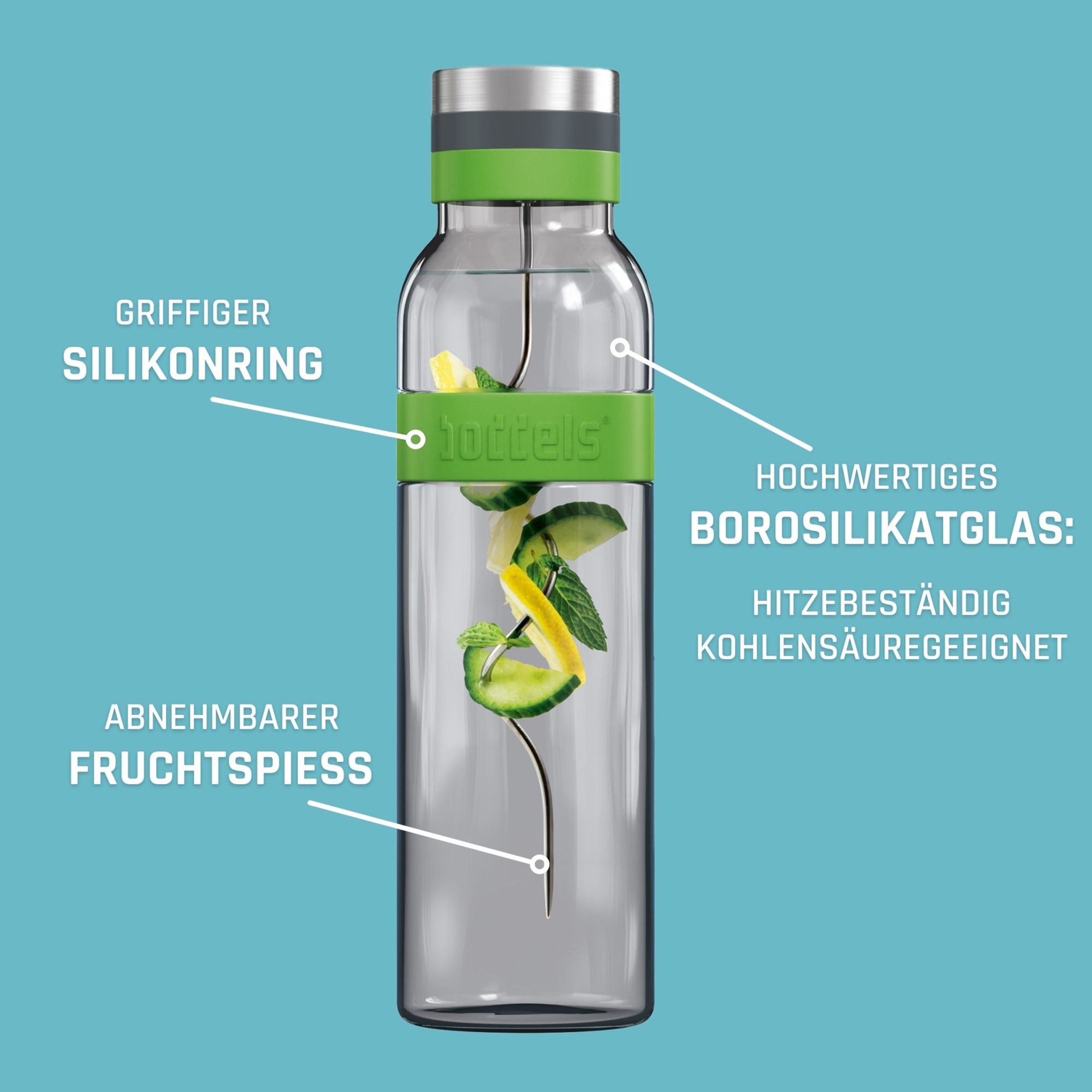 ΚΑΡΑΦΑ ΓΥΑΛΙΝΗ BODDELS 1100ML SUND APPLE GREEN – πρόσθετη εικόνα 2